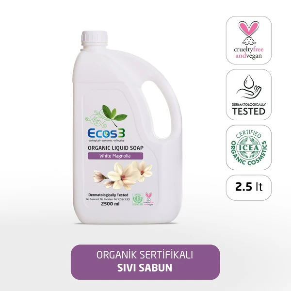 Ecos3 Organik Sıvı Sabun // Beyaz Manolya (2.5 lt)
