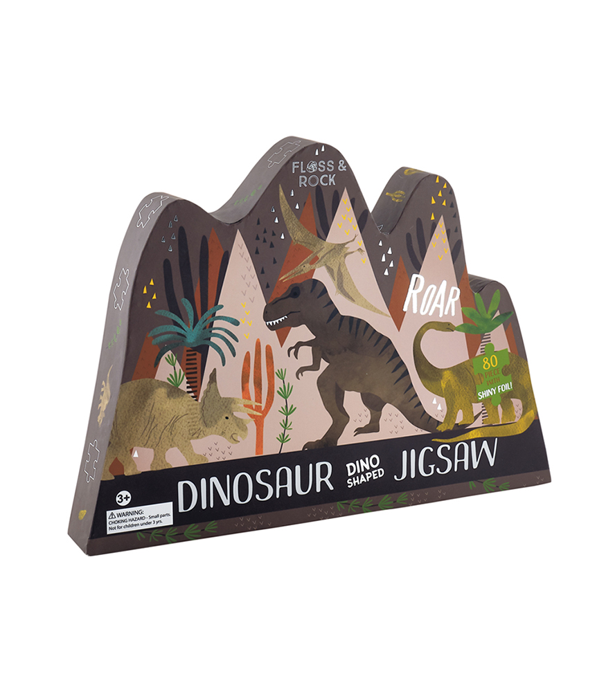 Floss & Rock Shaped Puzzle // Dinosaur (80 Par&ccedil;a)