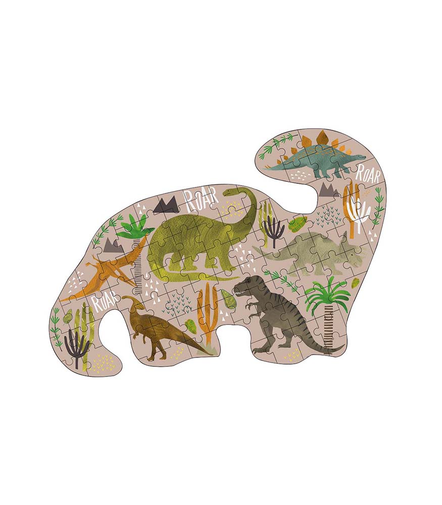 Floss & Rock Shaped Puzzle // Dinosaur (80 Par&ccedil;a)