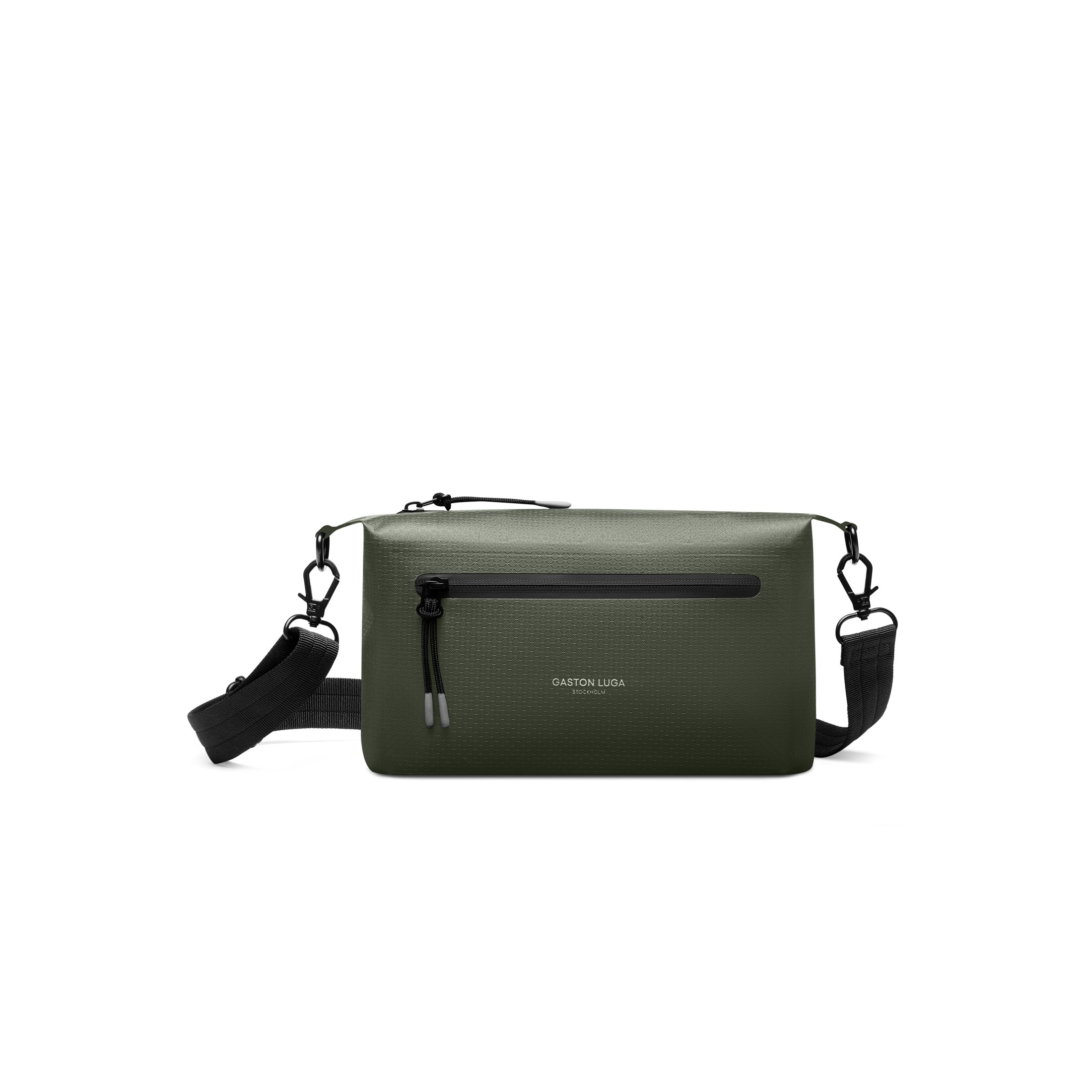 Gaston Luga Lightweight Duo Seal Crossbody Omuz &Ccedil;antası // Olive