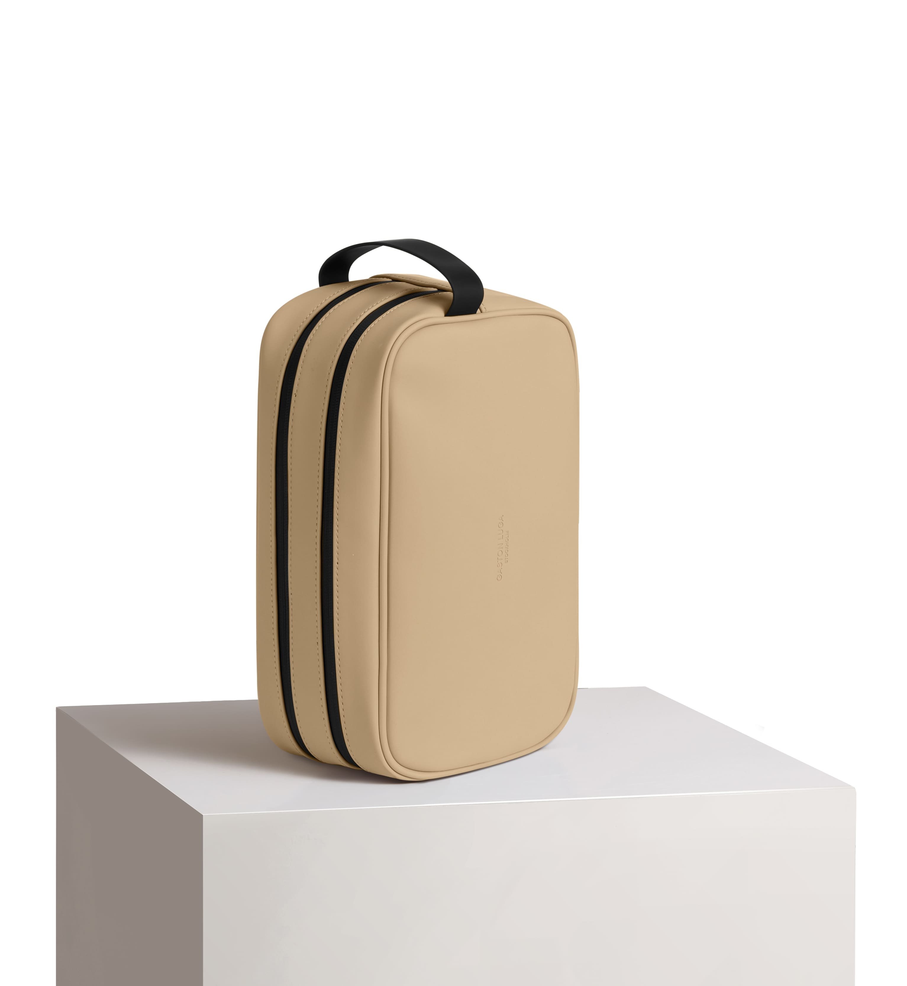 Gaston Luga Spl&auml;sh Toiletry Double Zipped Bag // Latte