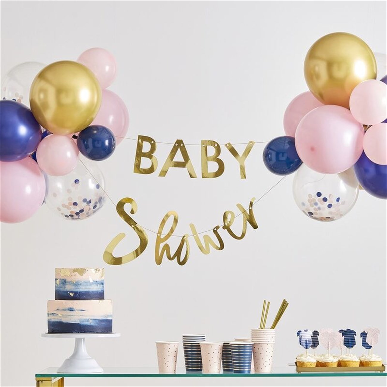 Ginger Ray Altın Baby Shower Yazısı ve Balon Dekorlar
