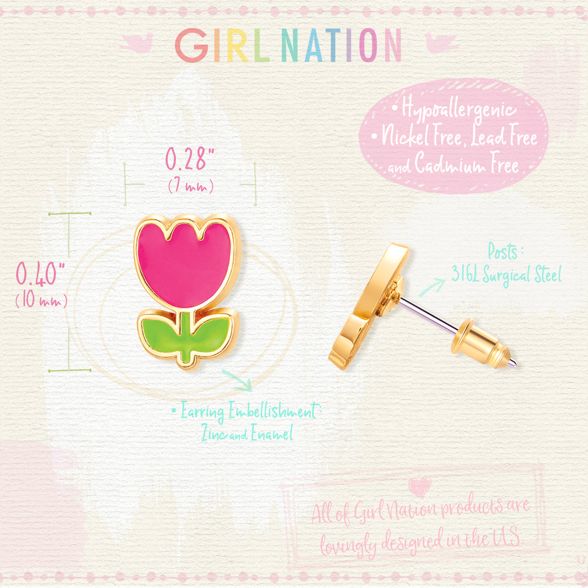 Girl Nation Cutie Küpe // Tiny Tulip