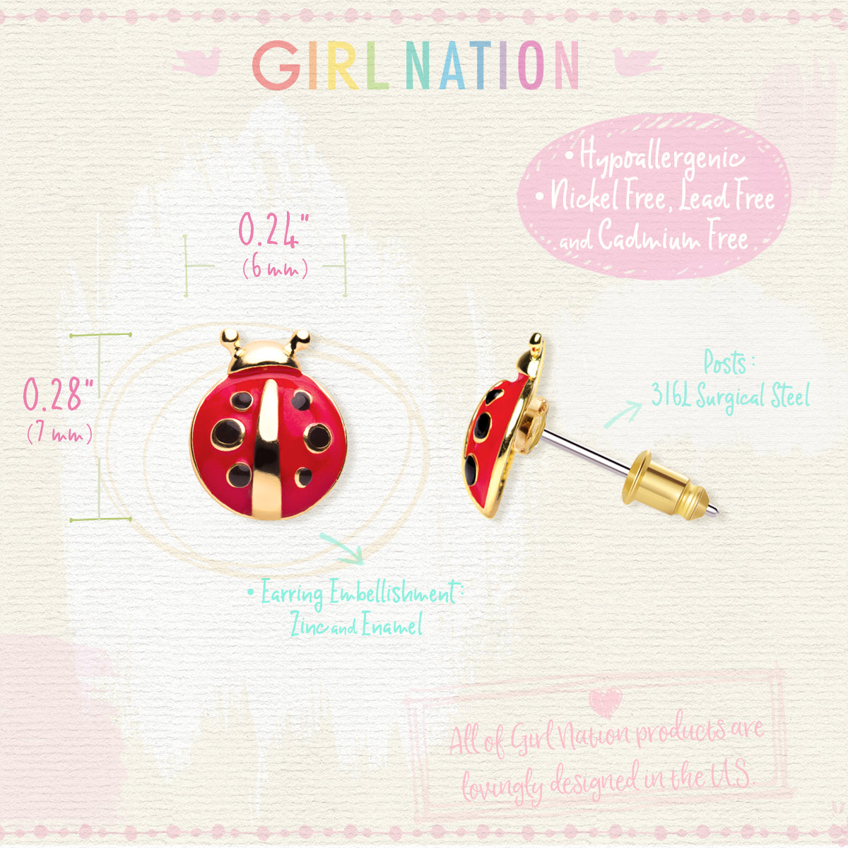 Girl Nation Cutie Küpe // Little Ladybug