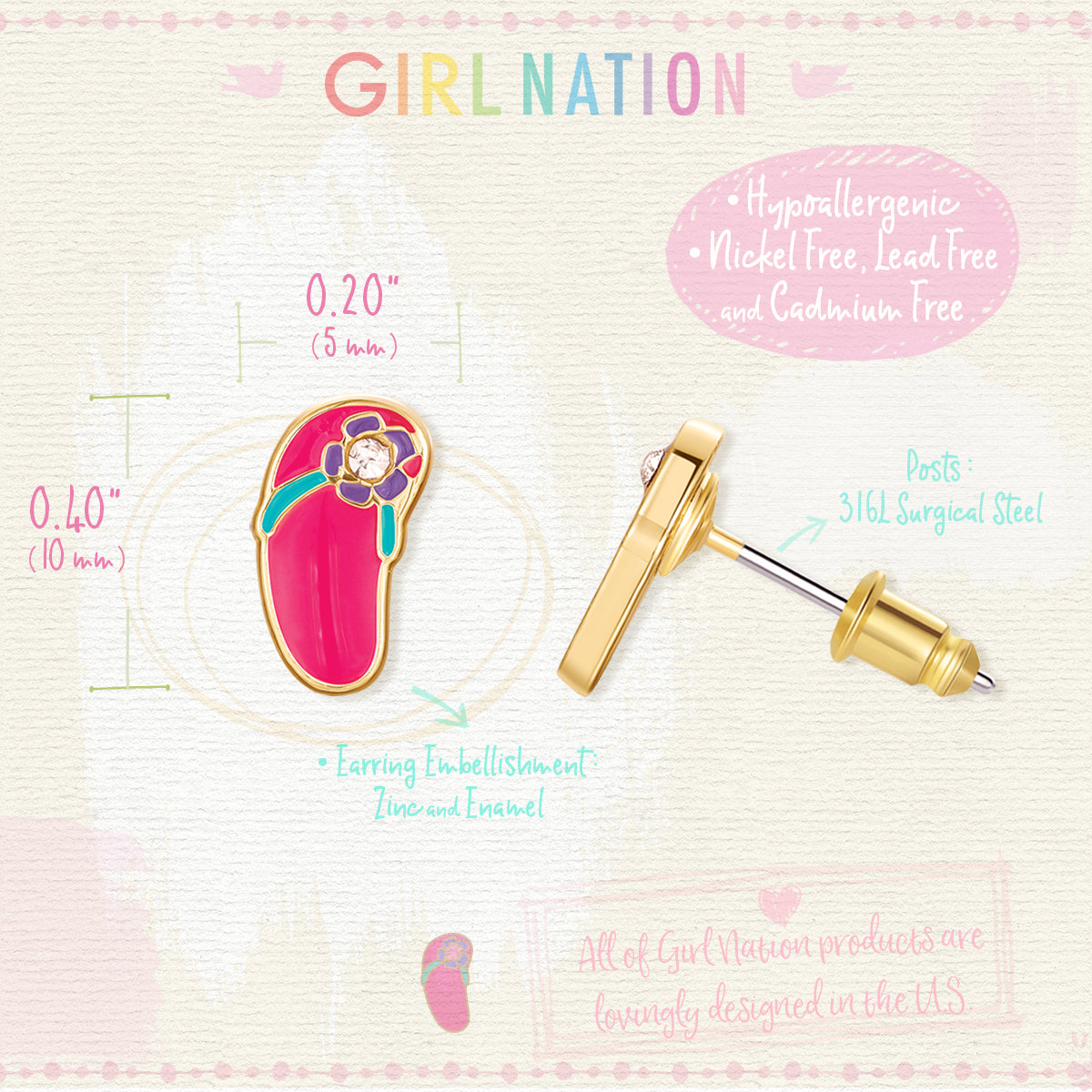 Girl Nation Cutie Küpe // Flip to the Flop