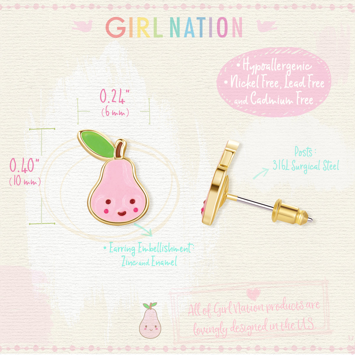 Girl Nation Cutie K&uuml;pe // Pink Pear