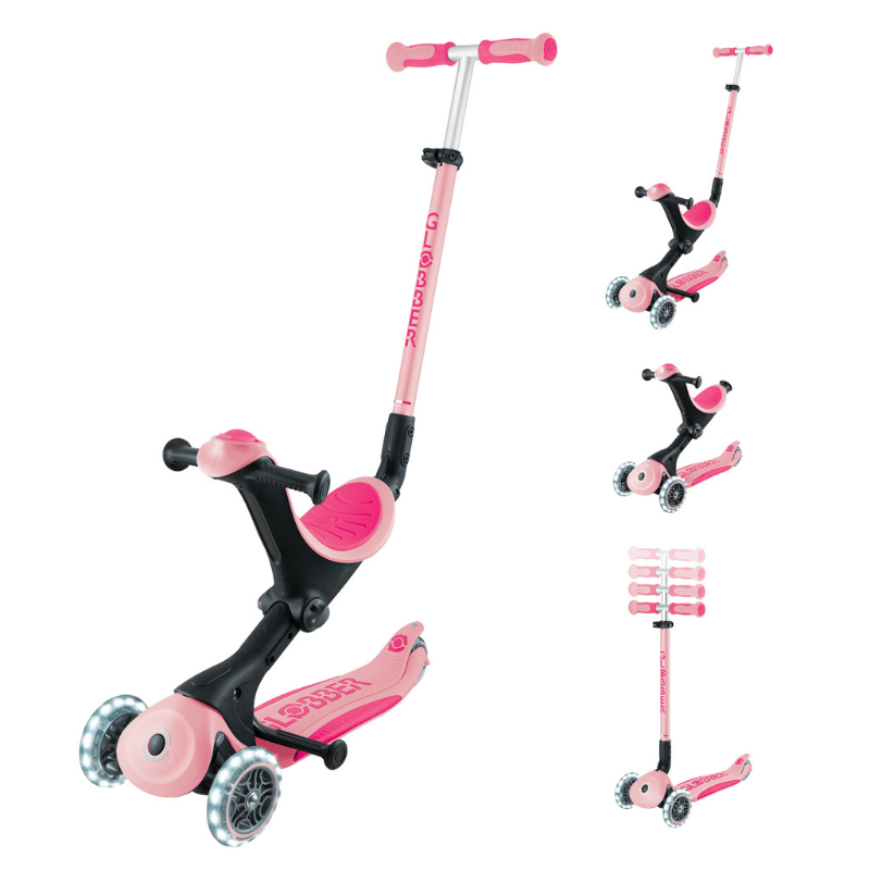 Globber Go Up Deluxe Işıklı Scooter // Pastel Pembe