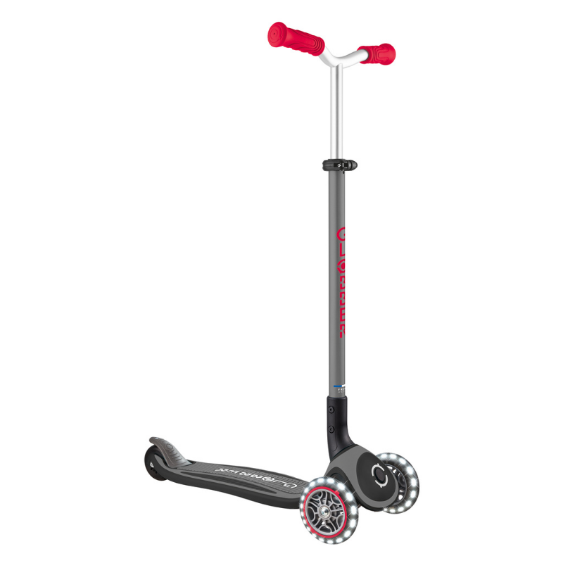 Globber Master Işıklı Katlanabilir Scooter // Kırmızı - Siyah