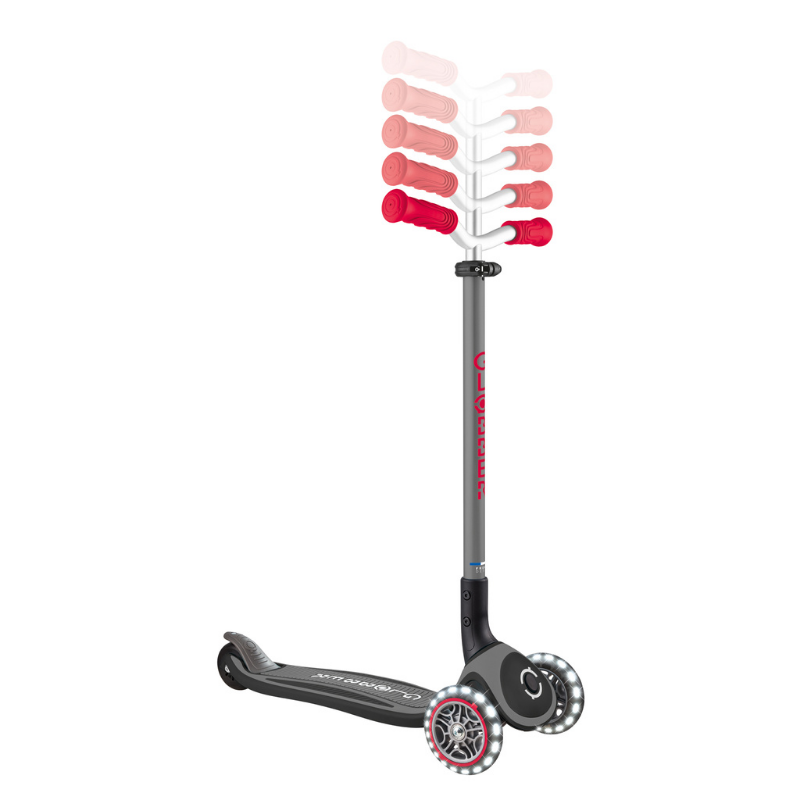 Globber Master Işıklı Katlanabilir Scooter // Kırmızı - Siyah