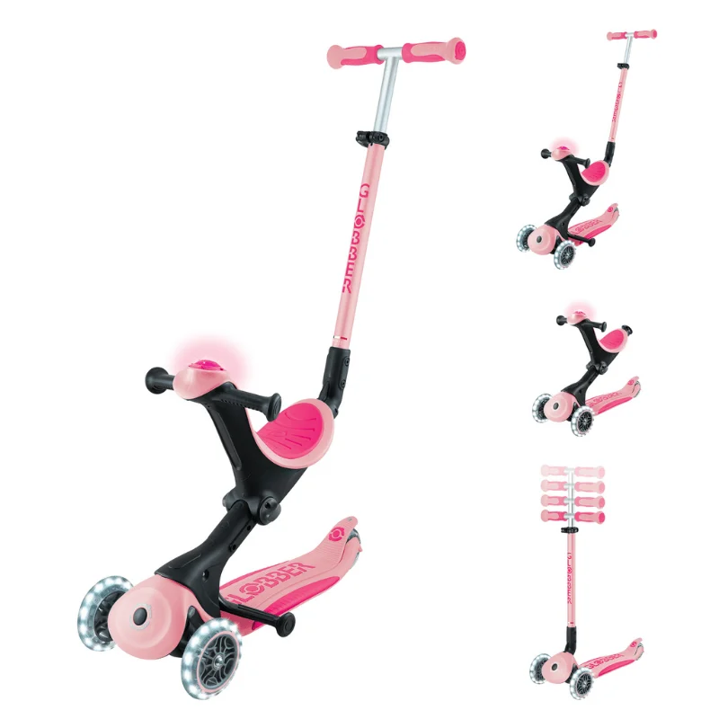 Globber Go Up Deluxe Işıklı Scooter // Pastel Pembe