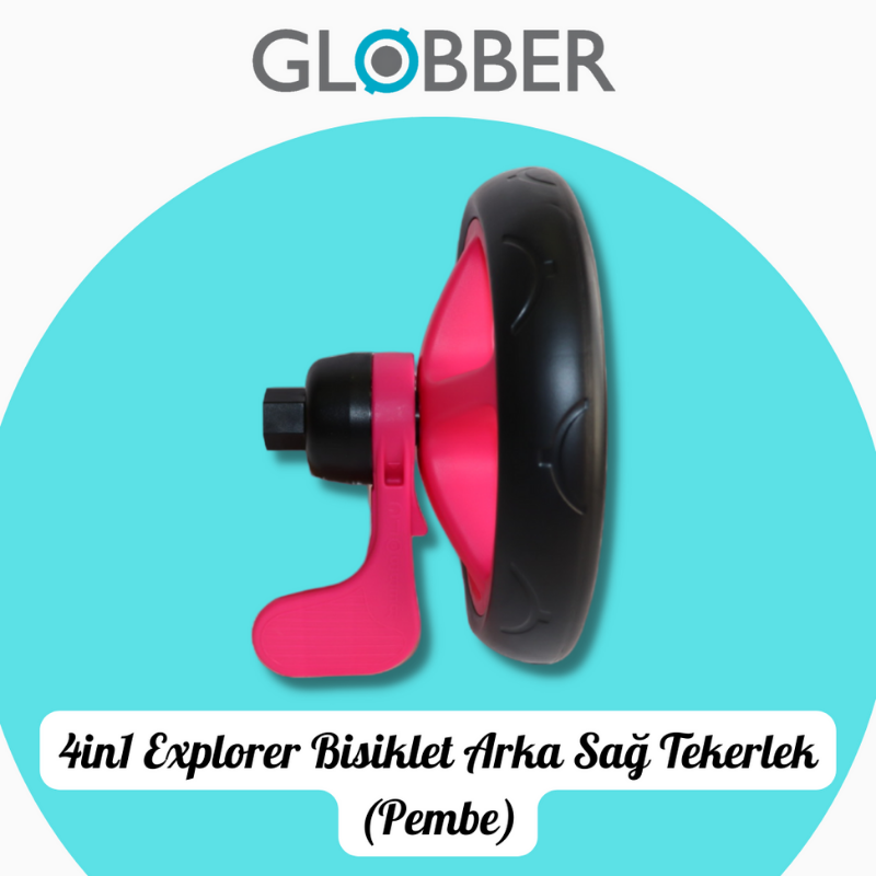 Globber 4in1 Explorer Bisiklet Yedek Parça // Arka Sağ Tekerlek (Pembe)
