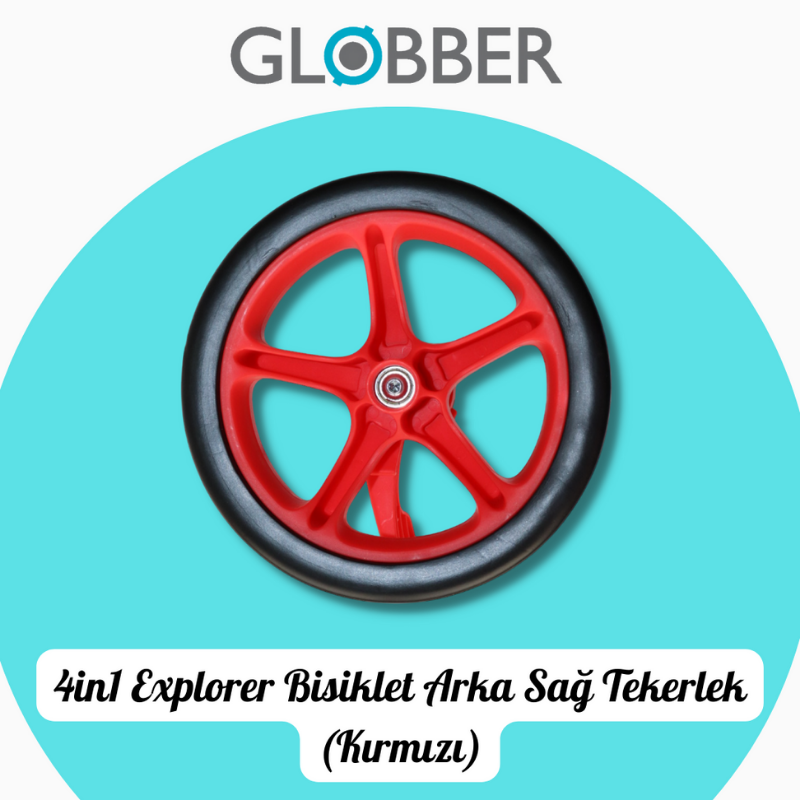 Globber 4in1 Explorer Bisiklet Yedek Par&ccedil;a // Arka Sağ Tekerlek (Kırmızı)
