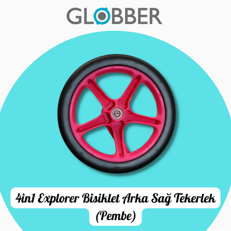 Globber 4in1 Explorer Bisiklet Yedek Parça // Arka Sağ Tekerlek (Pembe)