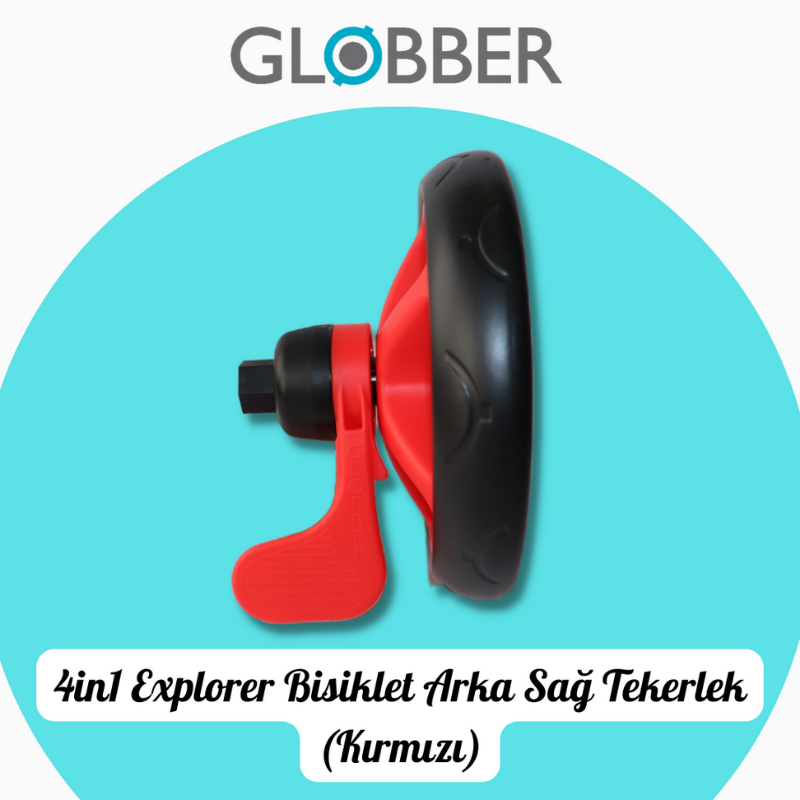 Globber 4in1 Explorer Bisiklet Yedek Par&ccedil;a // Arka Sağ Tekerlek (Kırmızı)