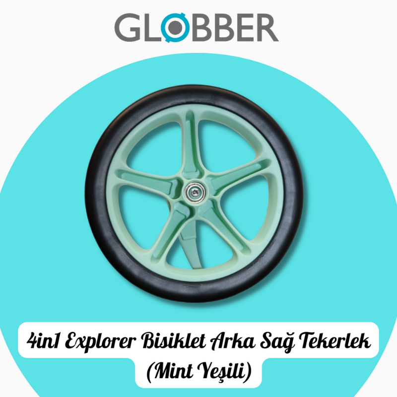 Globber 4in1 Explorer Bisiklet Yedek Parça // Arka Sağ Tekerlek (Mint Yeşili)