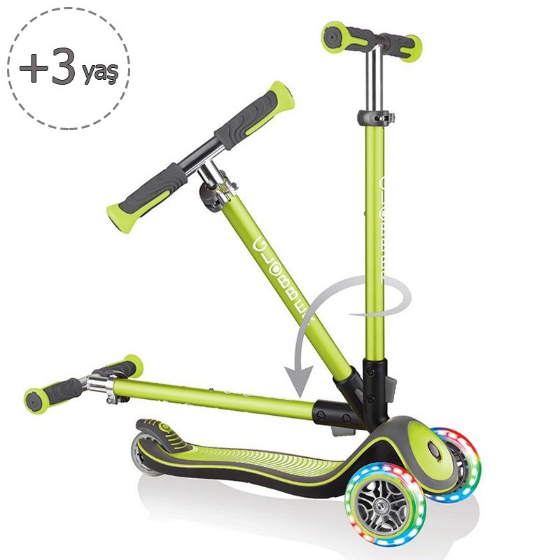 Globber Elite Deluxe Işıklı Scooter // Yeşil