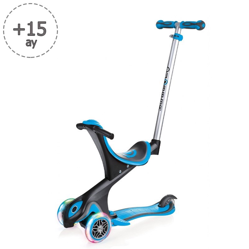 Globber Evo Comfort Işıklı Scooter //Mavi