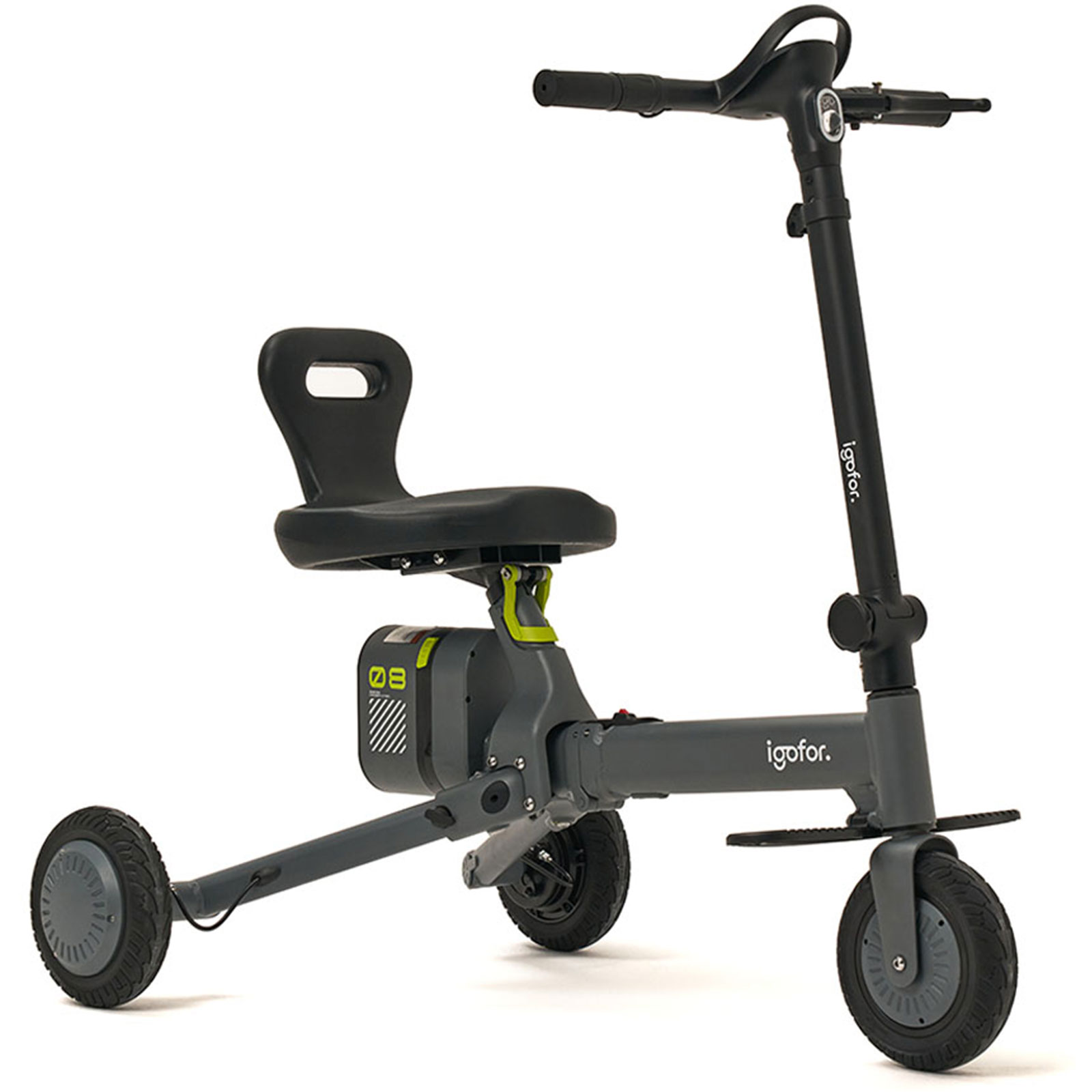 Igofor 3 Tekerlekli Katlanabilir Elektrikli Oturulabilir Scooter // Gri