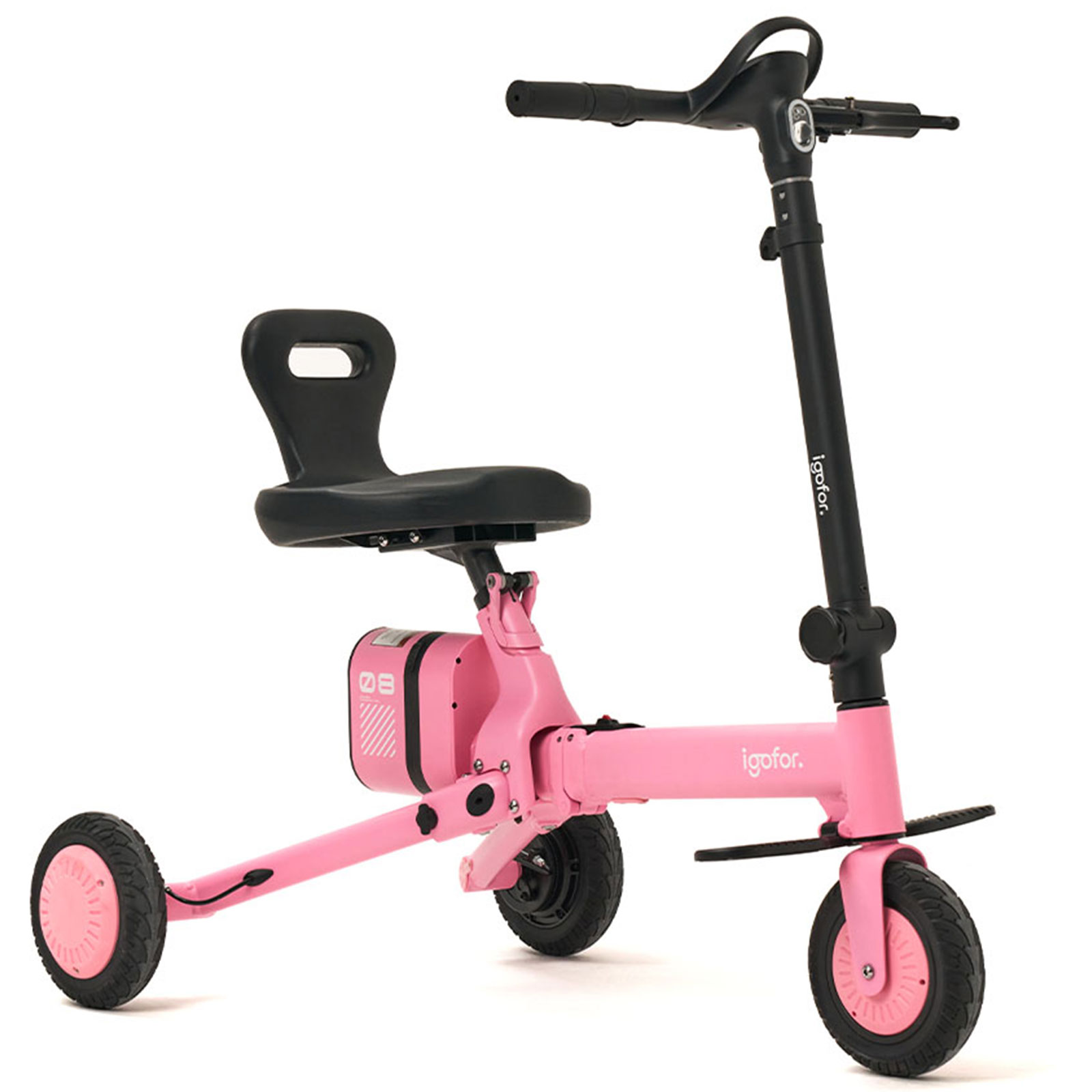 Igofor 3 Tekerlekli Katlanabilir Elektrikli Oturulabilir Scooter // Pembe