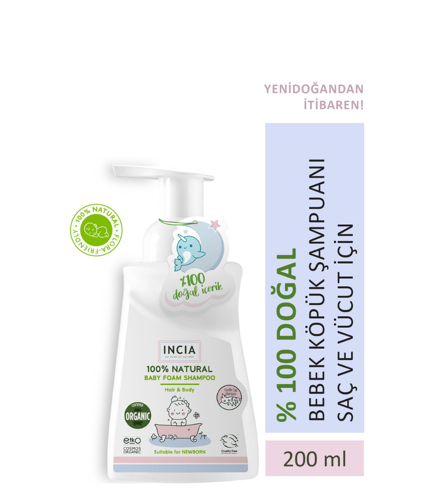 INCIA %100 Doğal Bebek Köpük Şampuanı