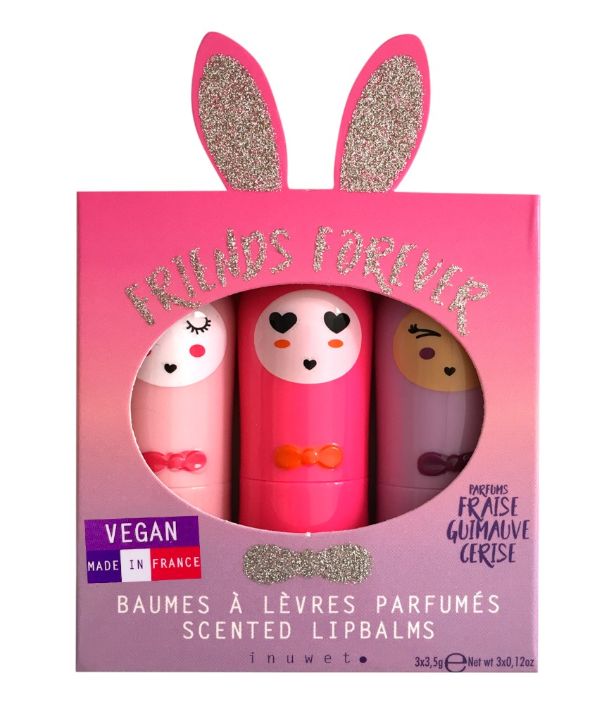 Inuwet Trio Bunny Glitter Lip Balm Dudak Nemlendirici Set // Lapins Rose