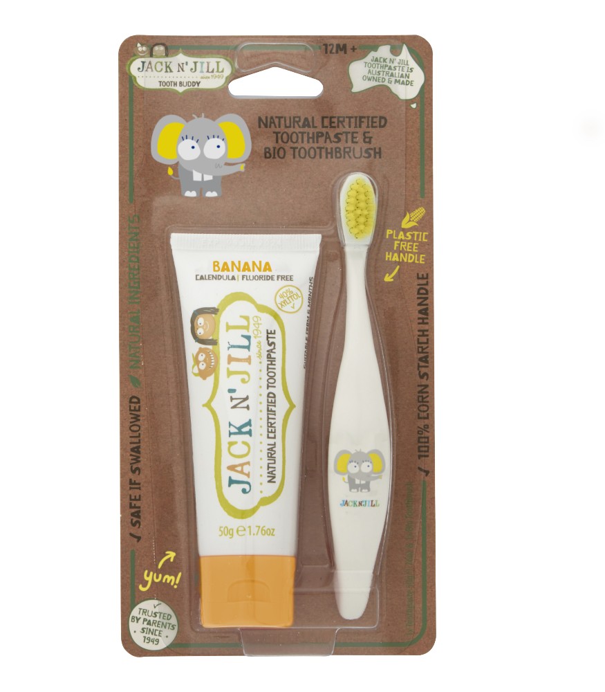 Jack N' Jill Diş Fır&ccedil;a & Macun Buddy Set // Banana + Elephant