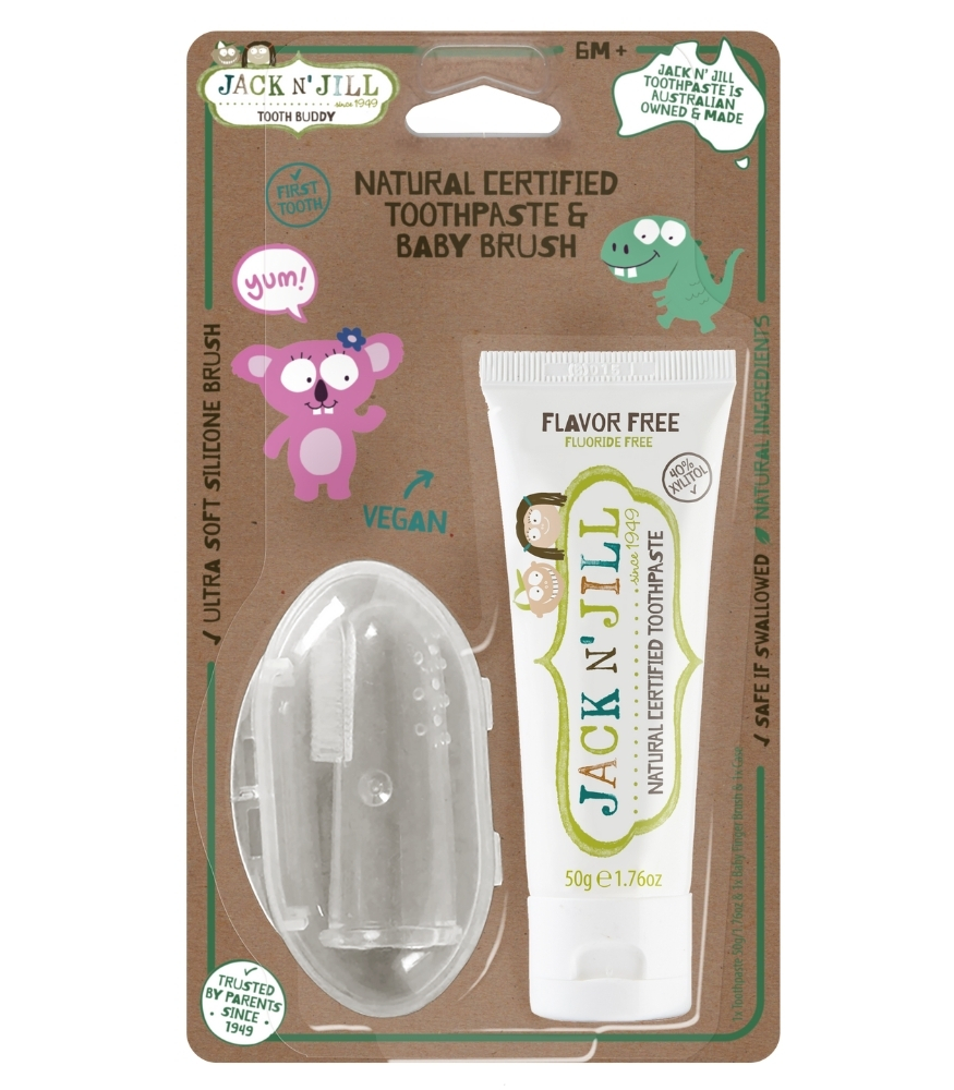 Jack N' Jill Diş Fırça & Macun Buddy Set // Flavor Free + Silikon Parmak Fırça