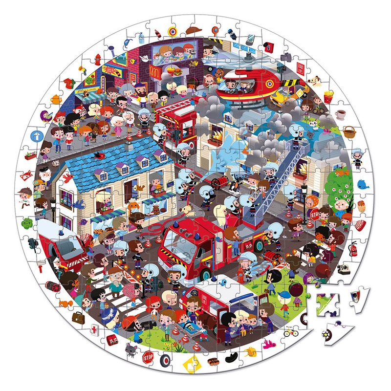 Janod Bulmacalı Yuvarlak Puzzle // İtfaiyeci (208 Parça)