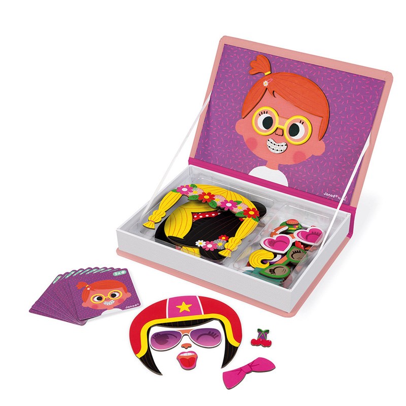 Janod Magnetibook - Mıknatıslı Oyun // Çılgın Yüzler - Pembe