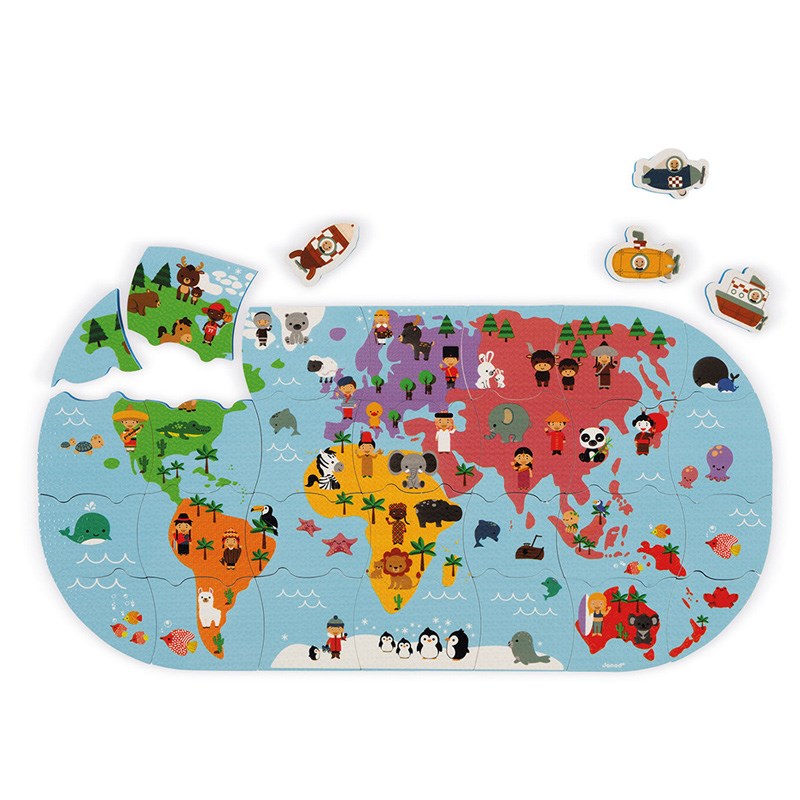Janod Puzzle / Suya Dayanıklı Dünya Haritası (28 Parça)