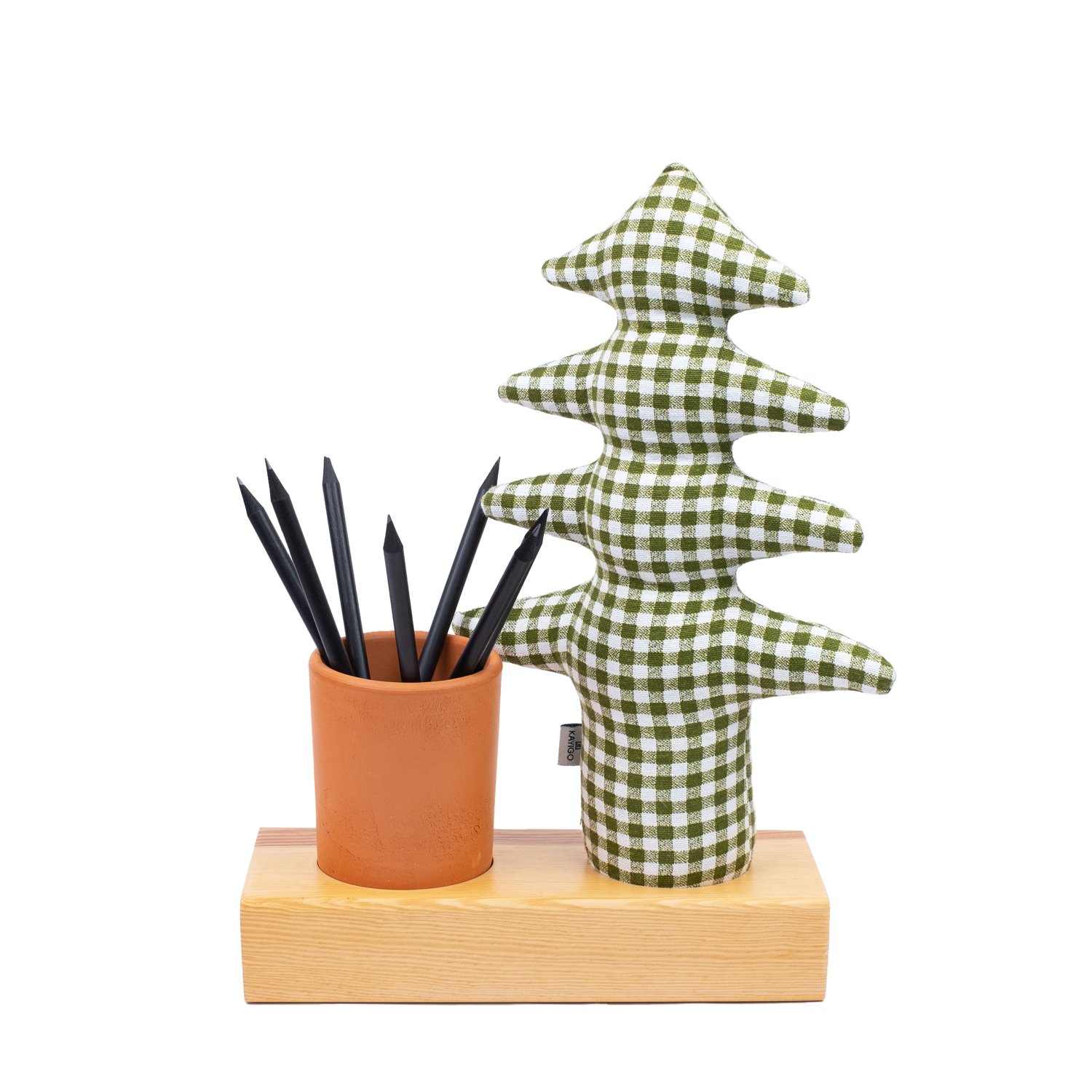 Kayıgo Kayigo Kalemlik & Notluk - Yeşil Pötikareli Çam