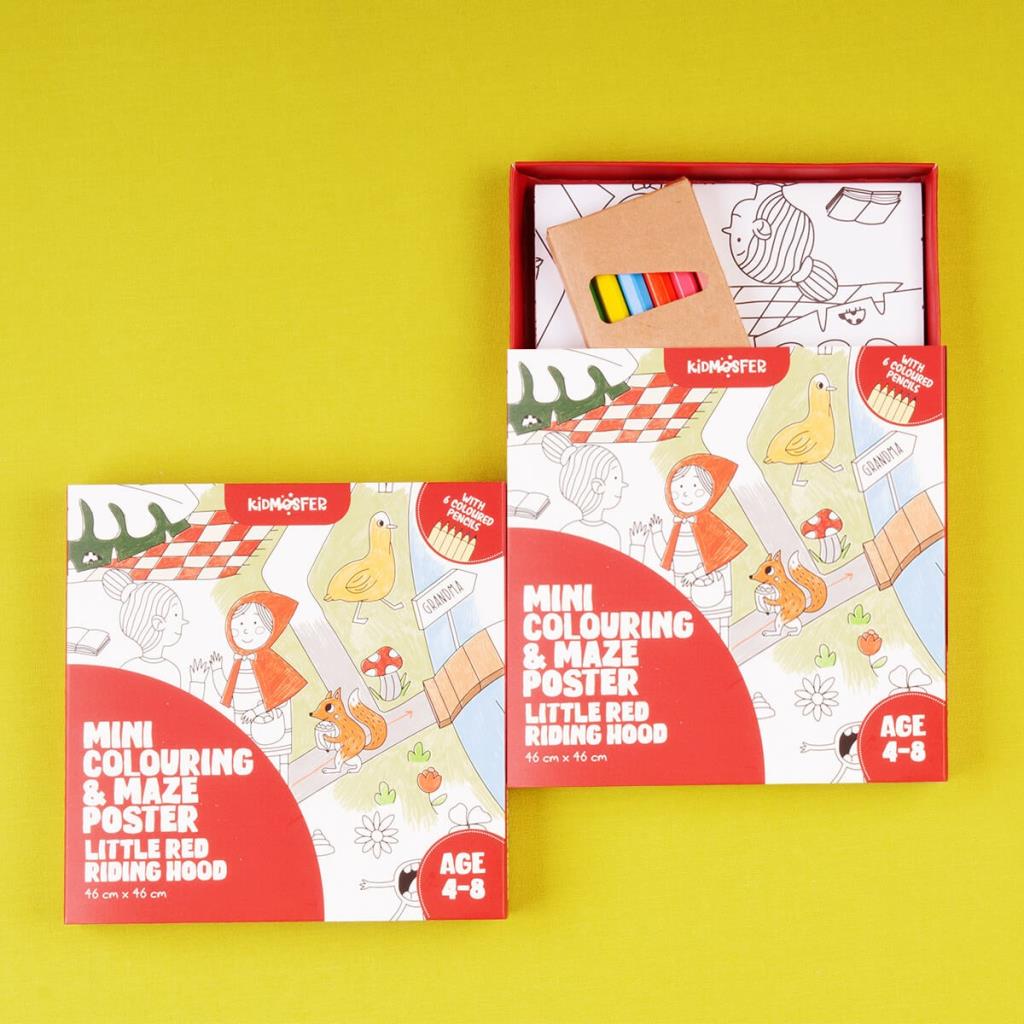 Kidsmosfer Boyama Seti- Mini Coloring - Maze Poster / Little Red Riding Hood