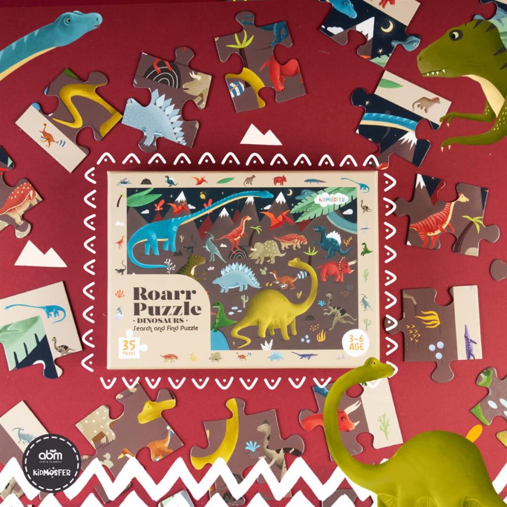 Kidmosfer Ara-Bul Puzzle (Yapboz) - Dinozorlar 35 Parça  