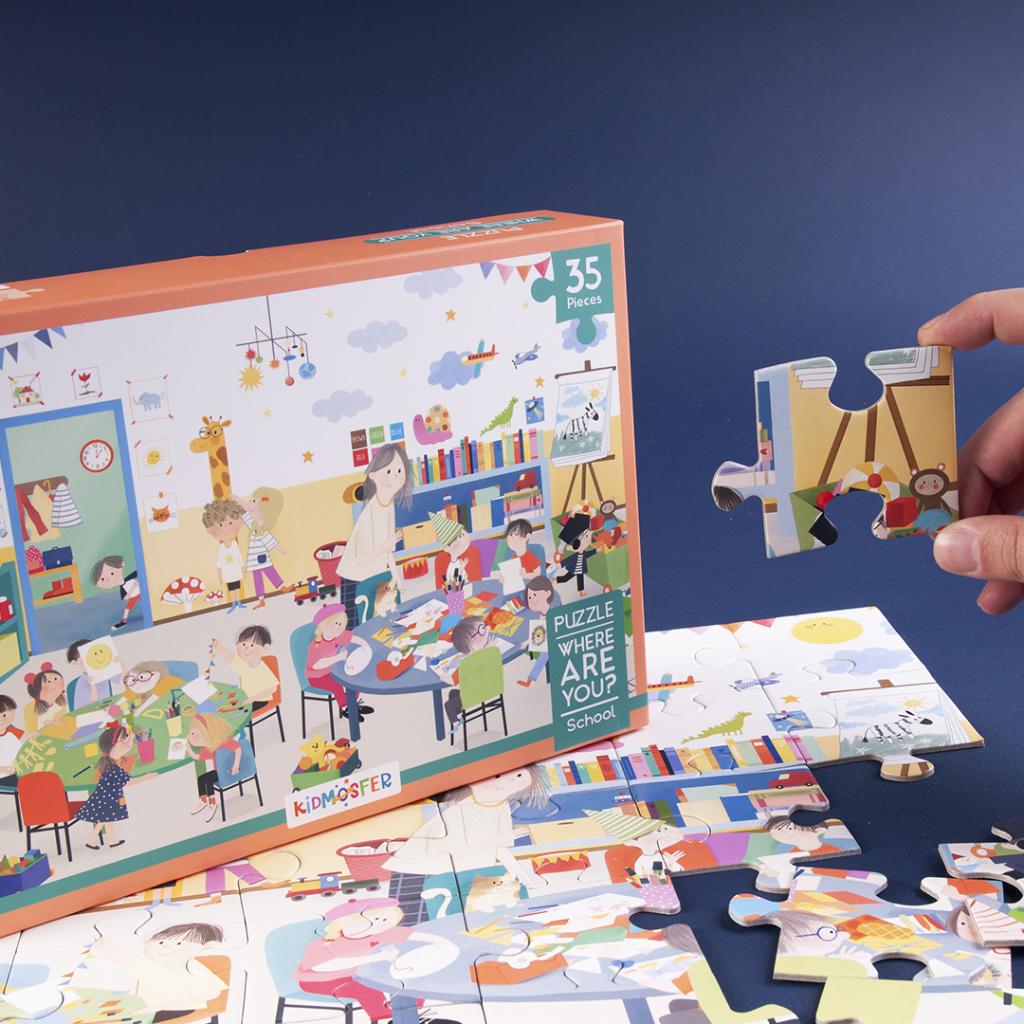 Kidmosfer Where Are You / Neredesin / Okul Puzzle (Yapboz) / 35 Par&ccedil;a  3+ Yaş  