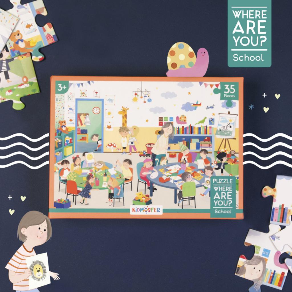Kidmosfer Where Are You / Neredesin / Okul Puzzle (Yapboz) / 35 Par&ccedil;a  3+ Yaş  