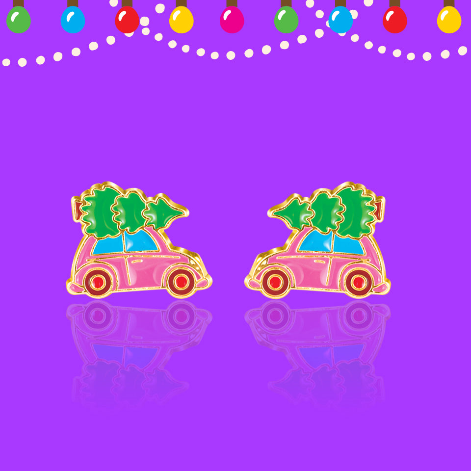 Girl Nation Holiday Studs K&uuml;pe // Car with Tree
