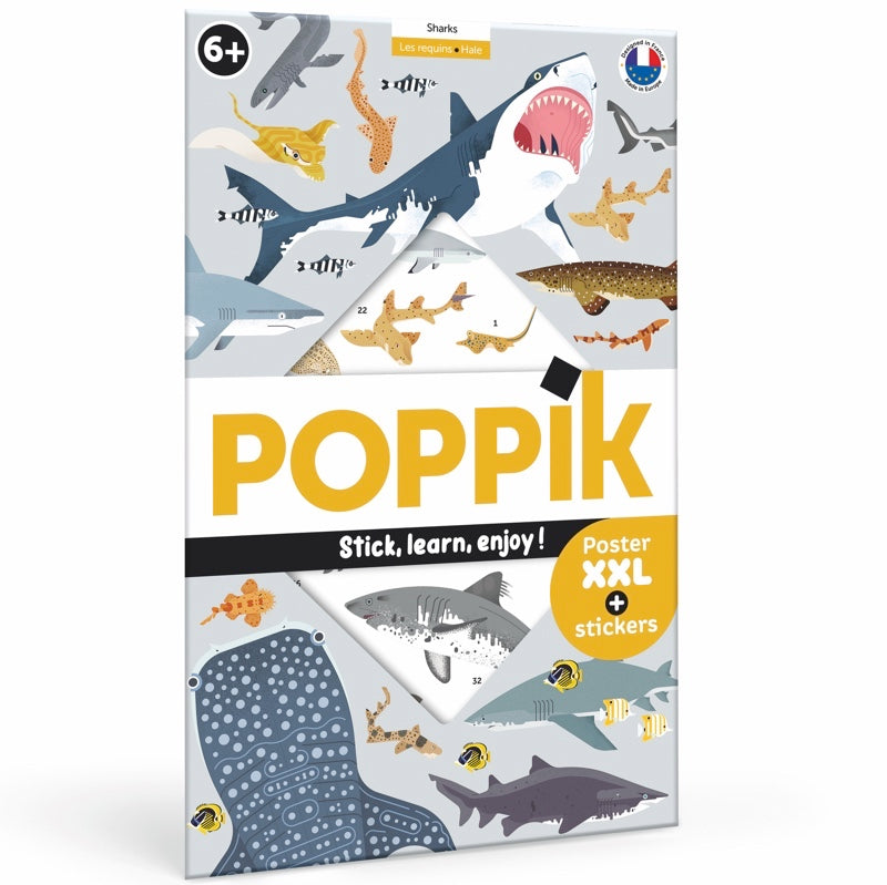 Poppik Discovery Sticker Poster // Sharks