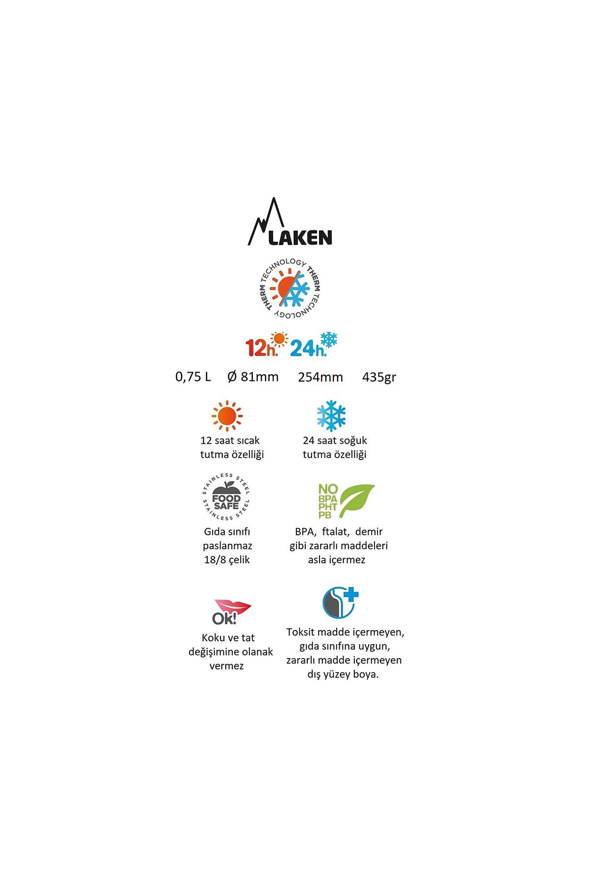 Laken Paslanmaz &Ccedil;elik Termos Şişe (750 ml) // Metal