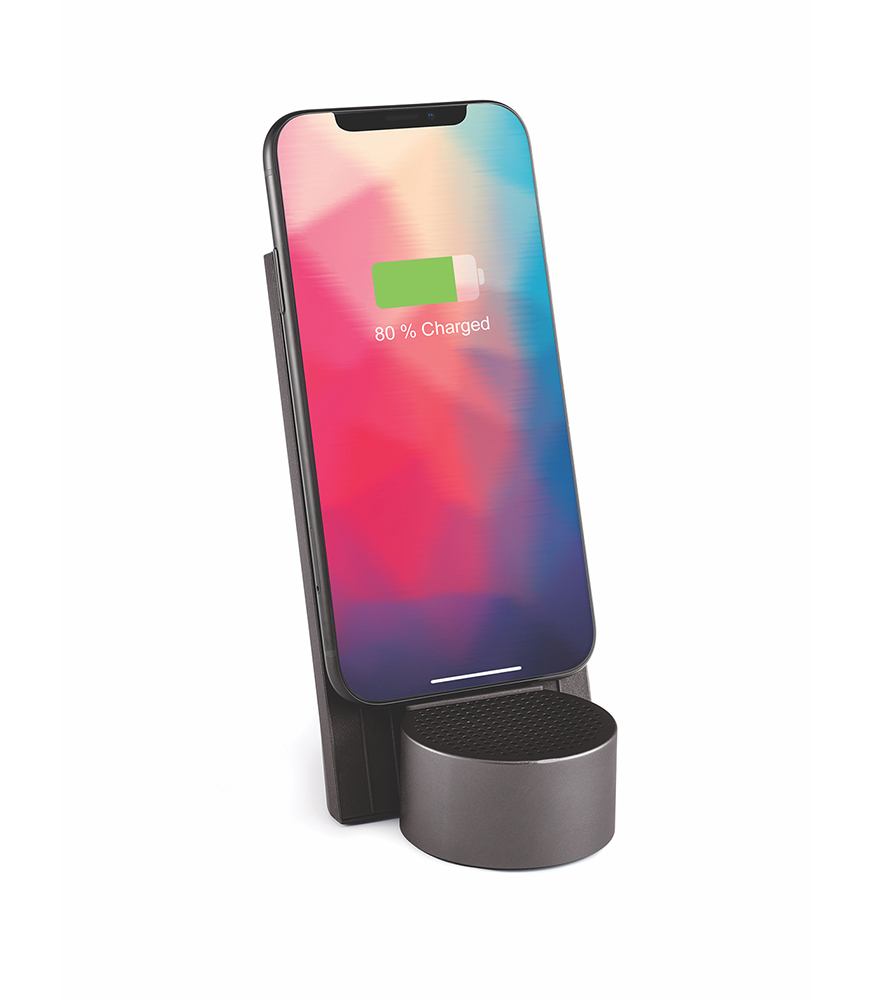 Lexon City Kablosuz Şarj Cihazı Ve Bluetooth Hoparlör // Metalik Gri