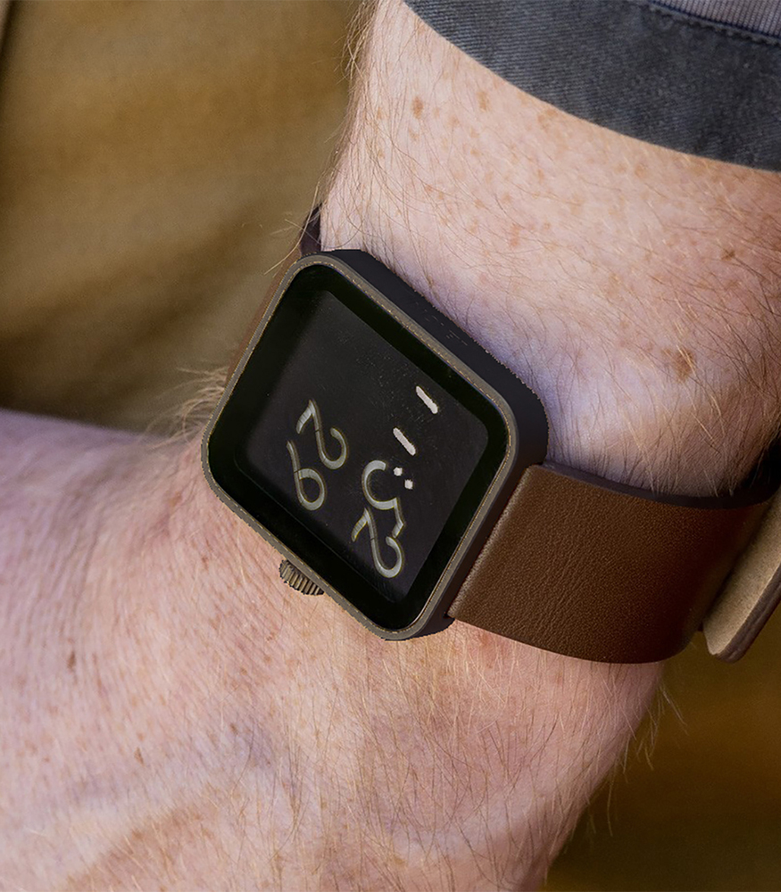 Lexon Script LCD Ekran Kol Saati // Kahverengi Metalik Gri