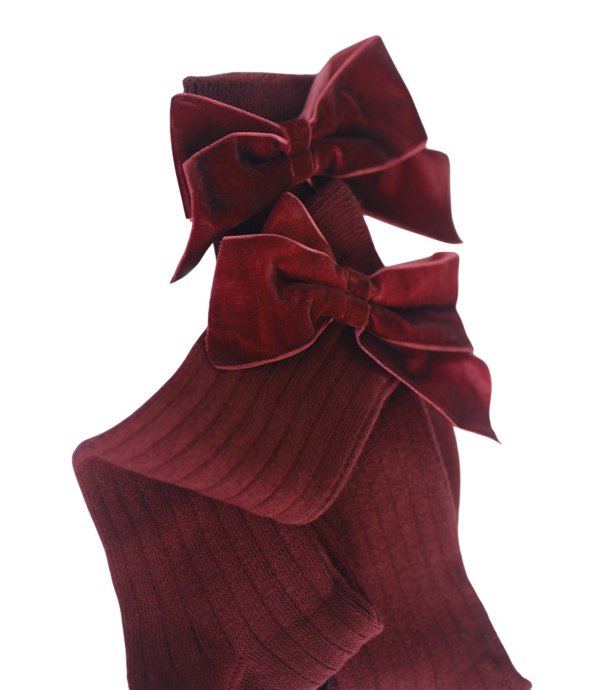 Lille Trove Fiyonklu Dizaltı Uzun Çorap // Bordo