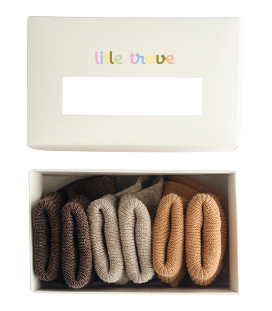Lille Trove Yenidoğan Çorap Seti // Kahverengi
