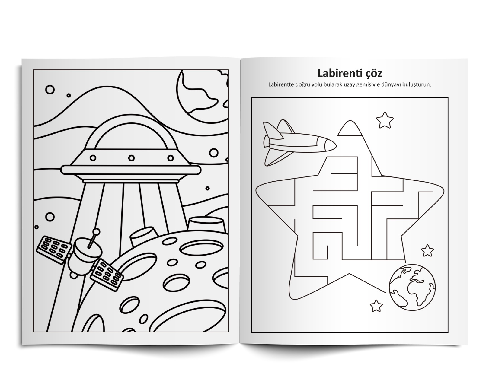 Lino Yaz Sil Aktivite Boyama Kitabı // Space