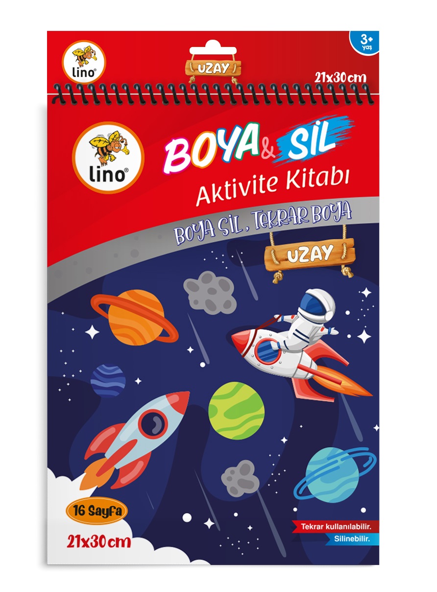 Lino Yaz Sil Aktivite Boyama Kitabı // Space