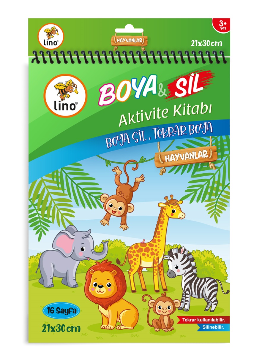 Lino Yaz Sil Aktivite Boyama Kitabı // Animals