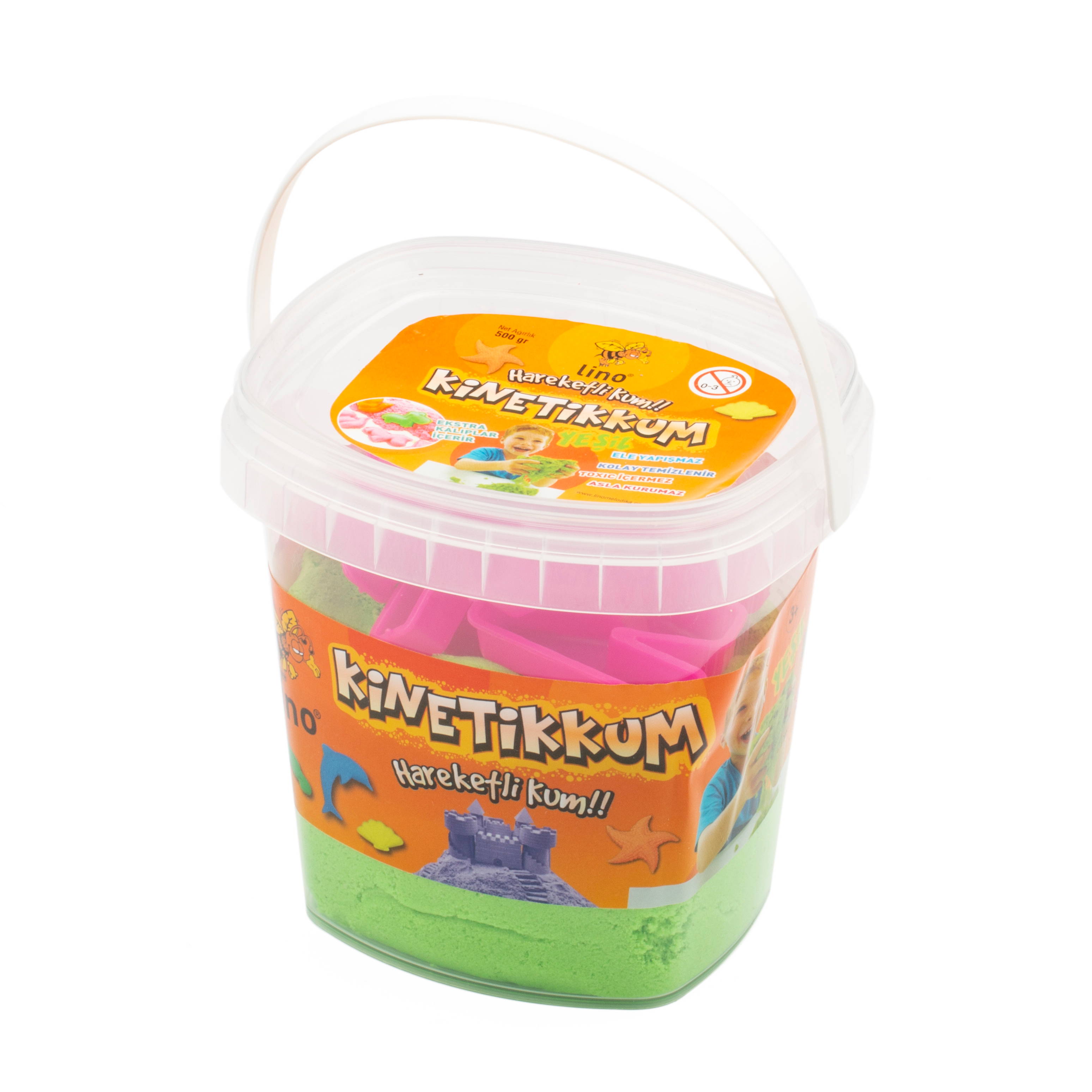 Lino Kinetik Kum ve 3 Kalıp // Yeşil (500 gr)