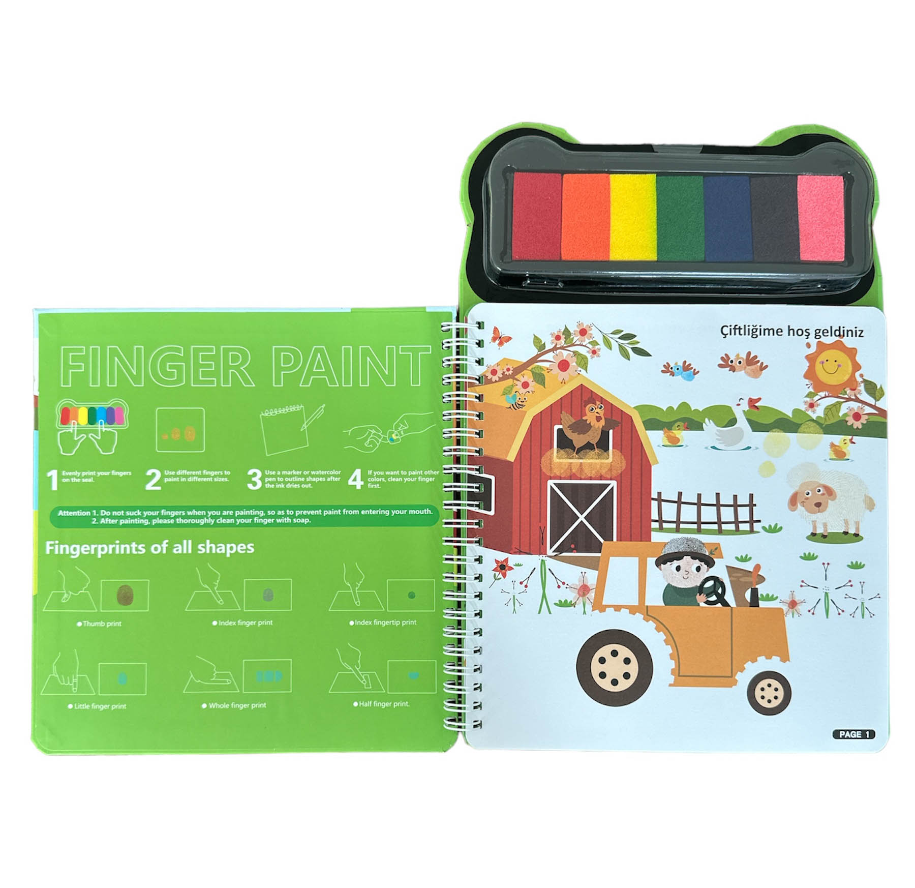 Lino Parmak Boyama Aktivite Kitabı // Farm