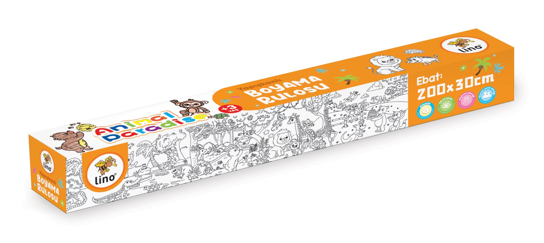 Lino Yapışkanlı Boyama Rulosu (200x30cm) // Animal Paradise