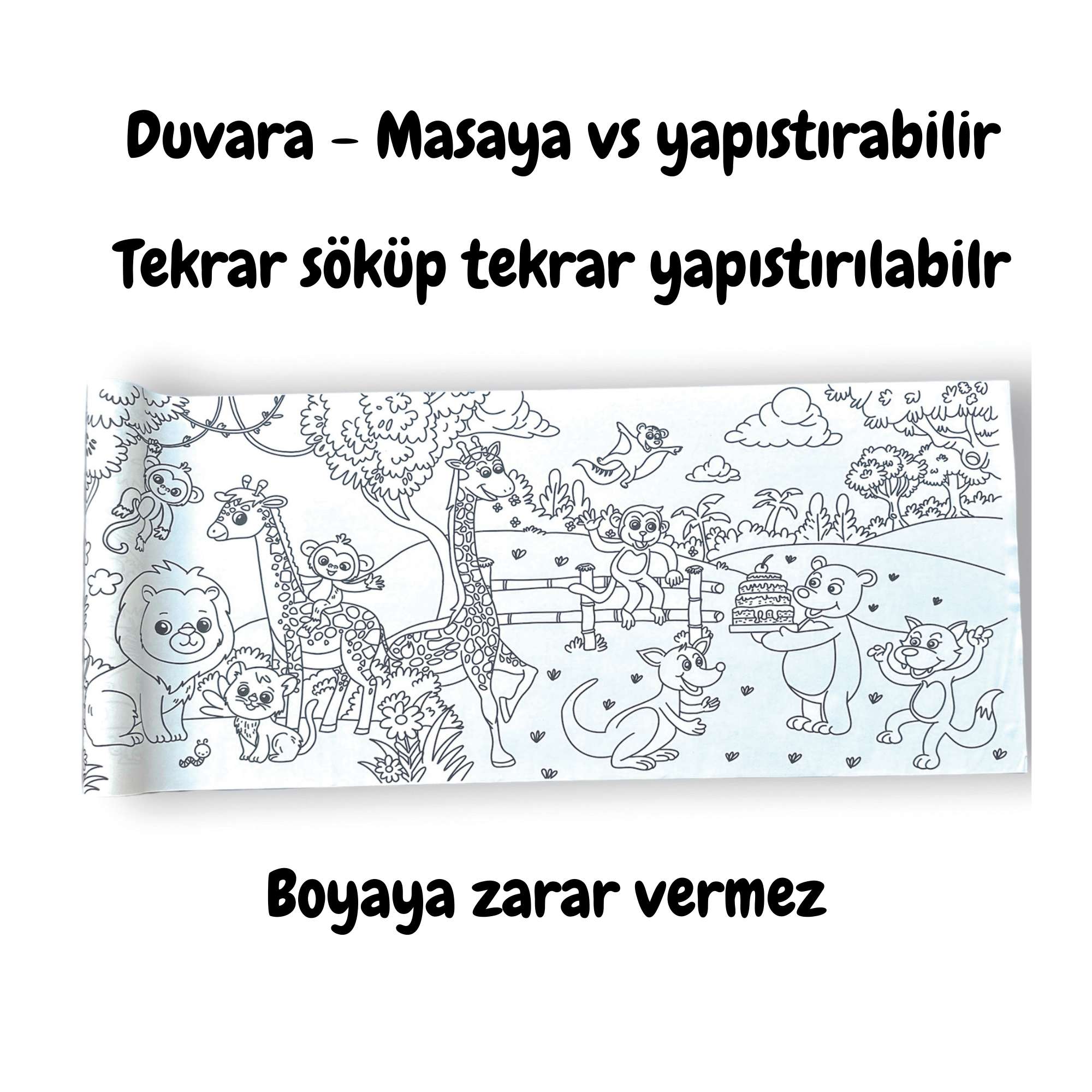 Lino Yapışkanlı Boyama Rulosu (200x30cm) // Animal Paradise