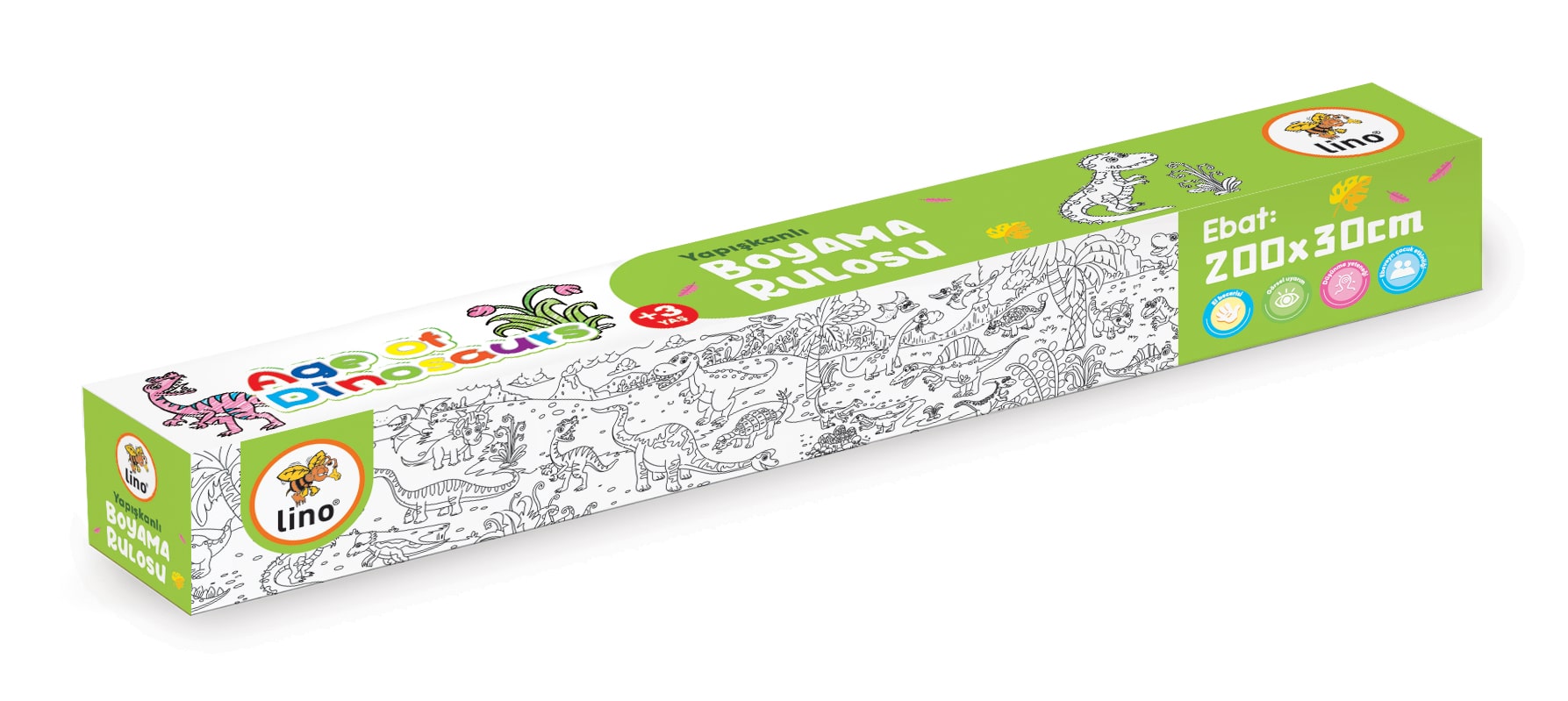 Lino Yapışkanlı Boyama Rulosu (200x30cm) // Age of Dinosaurs